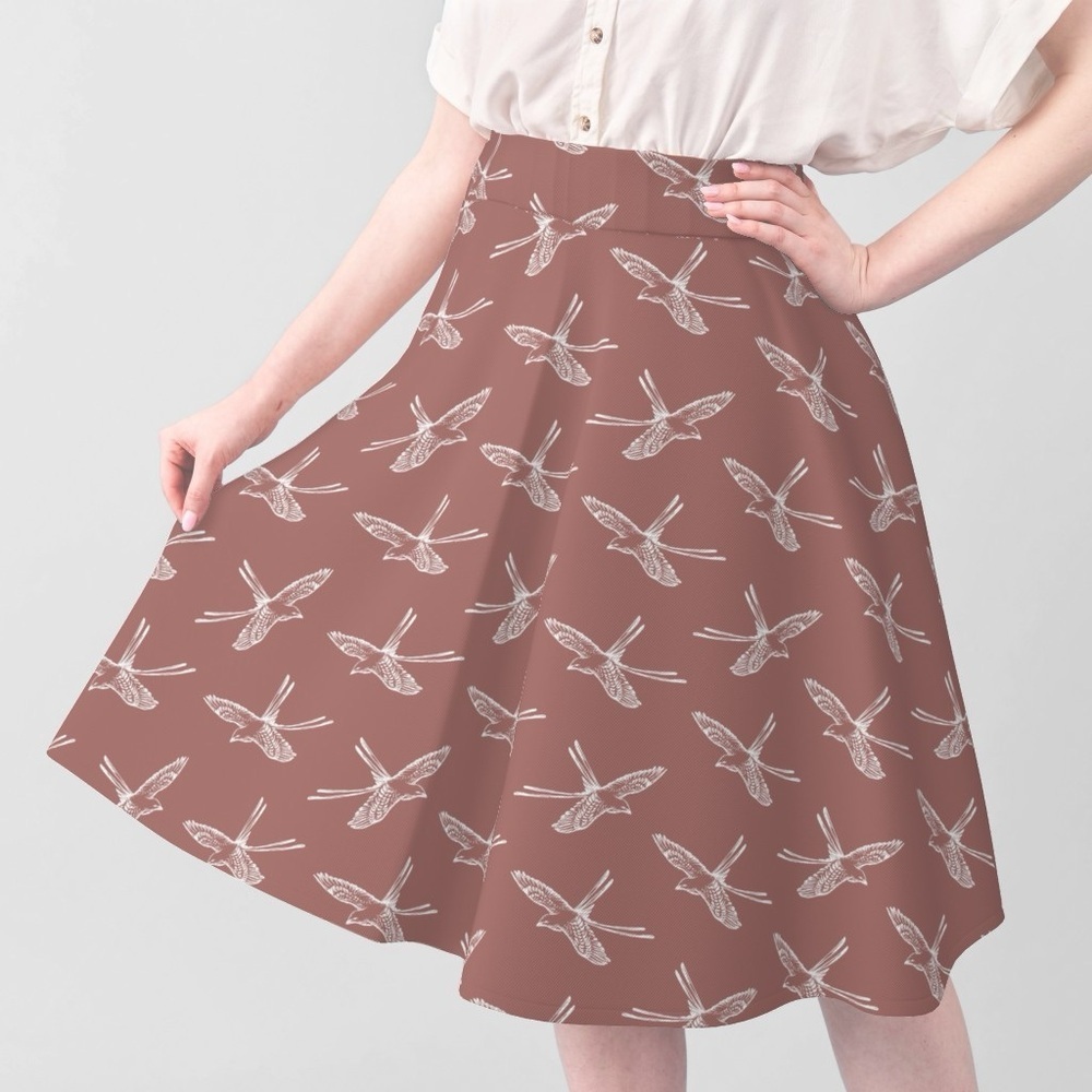 Women's Small Brown Mini Skirt with White Butterfly Print